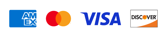 We accept American Express, Mastercard, Visa and Discover